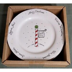Cypress Home Christmas Dessert/Salad Plate Set~8.25"~Set of 4